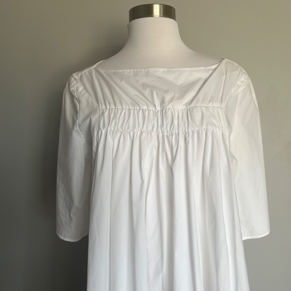 COS White Cotton Voluminous Gathered Front Rachet A-line Casual Pockets Dress - Picture 5 of 12